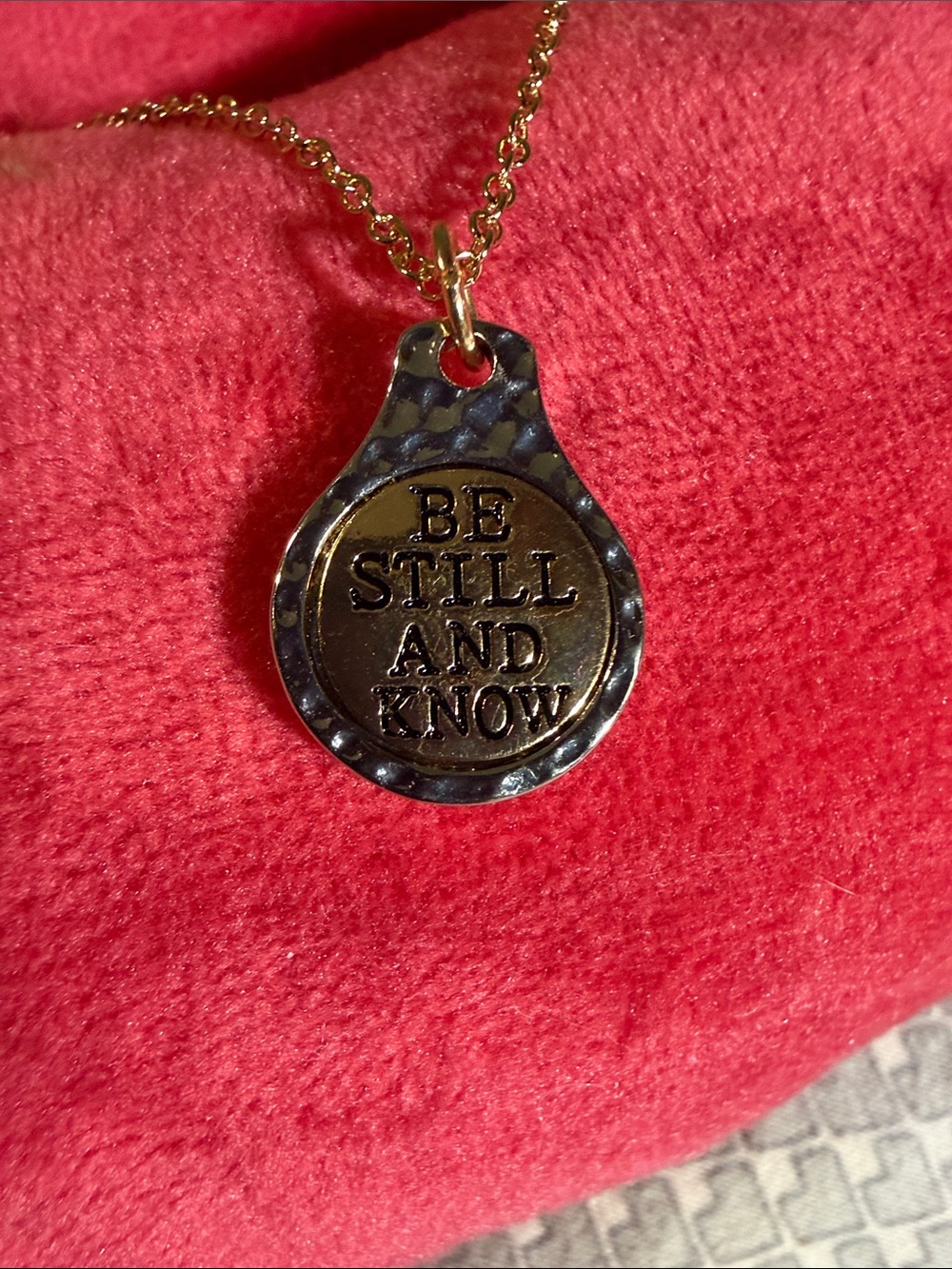 Inspirational 'Be Still and Know' Gold Tone Pendant Necklace - Women Jewelry